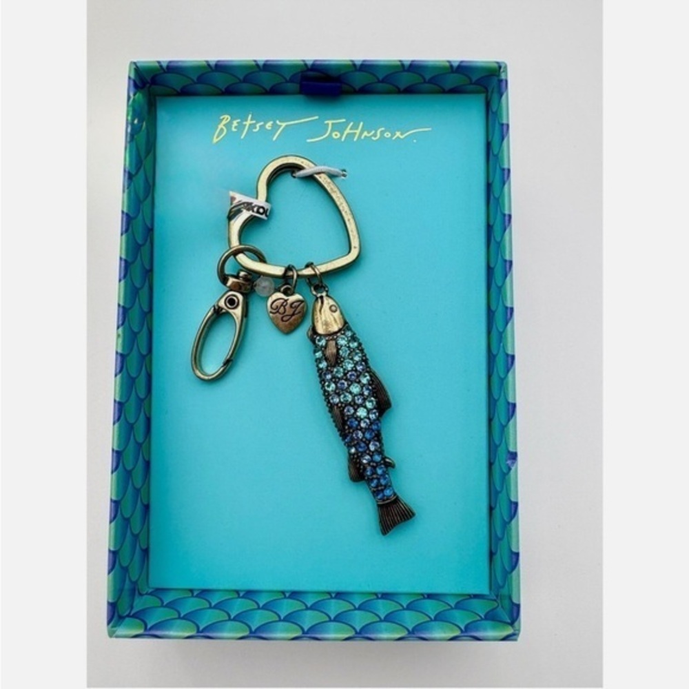 Betsey Johnson Blue Fish Keychain Bag Charm Sardine